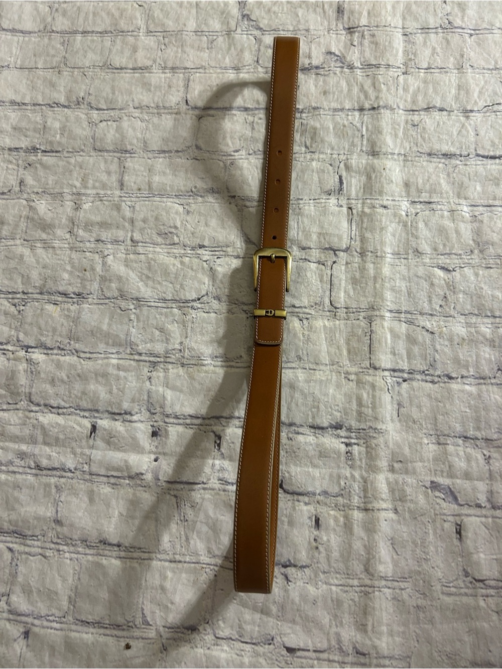 ÉTIENNE AIGNER VINTAGE ANILINE COWHIDE BROWN WITH GOLD TONE HARDWARE BELT - Picture 9 of 11